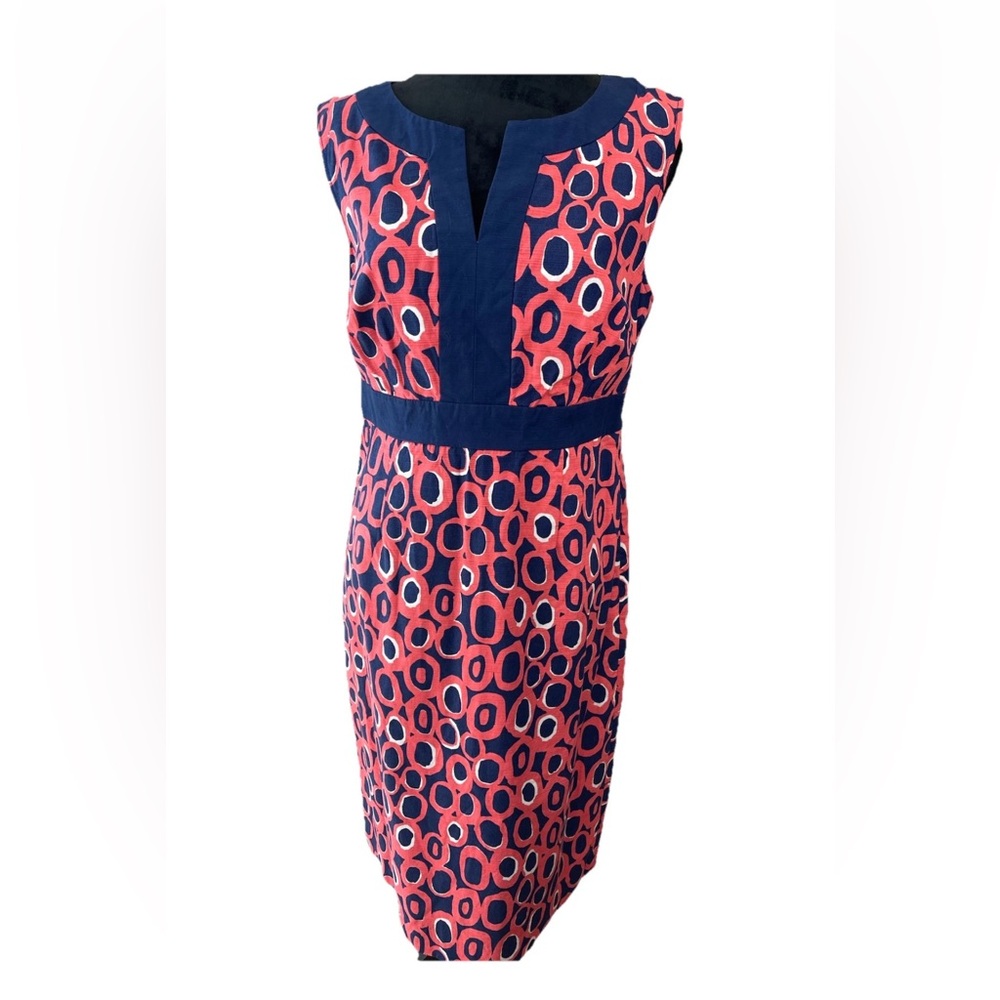 Boden ladies size 8 all‎ cotton pink blue geometric summer dress fully lined